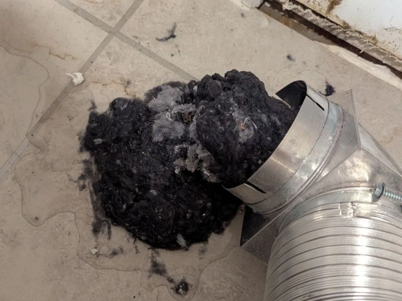 Wet, Stinky Lint Inside Flexible Vent